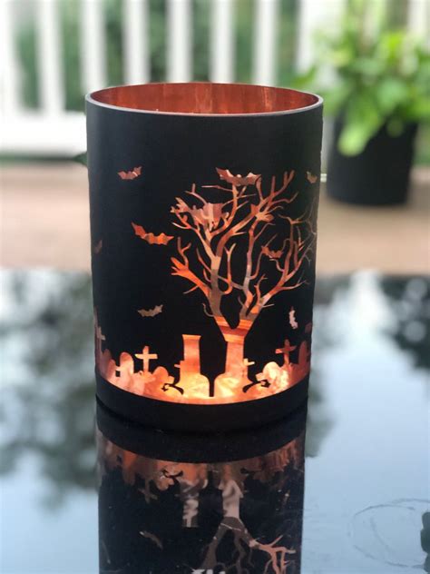 metal halloween house candle holder|halloween hurricane candle holder.